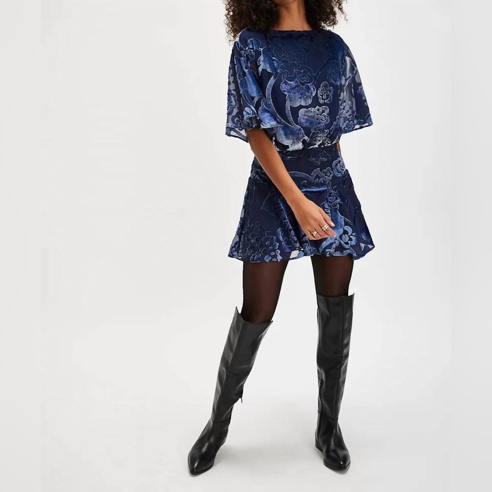 Free People Manuka Burnout Velvet Mini Dress NWT X Small MSRP $198 - Picture 2 of 11